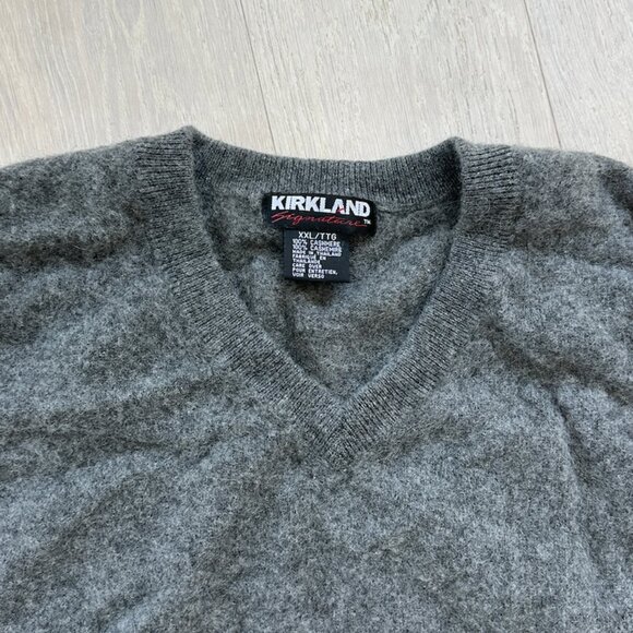 Kirkland Cashmere Charcoal Gray V-Neck Sweater XXL - Picture 3 of 4